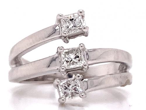 18ct White Gold Three Princess Cut Diamond Ring TDW 0.40ct image