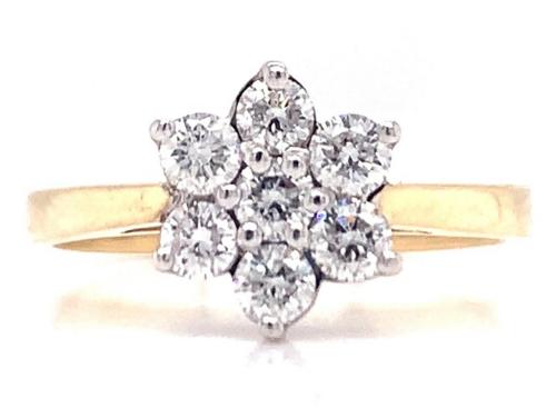 1/2 CT Certified Moissanite Flower Cluster Gold Ring | Round diamond  wedding rings, Cluster engagement ring, Floral engagement ring