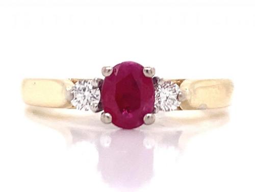 10ct Ruby Two Diamond Ring TDW 0.10ct image