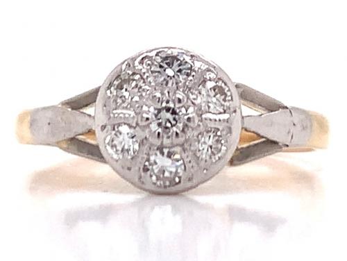 18ct/Platinum Diamond Deco Cluster Ring TDW 0.18ct image