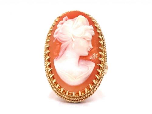 9ct Large Oval Cameo Deco Dress Ring image