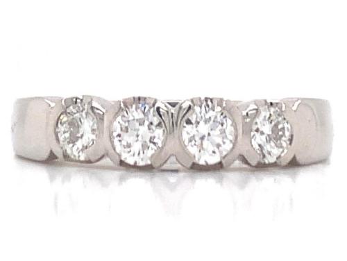 Platinum Four Diamond Ring TDW 0.74ct image