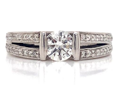 9ct White Gold Diamond Split Shoulder Ring TDW 0.65ct image