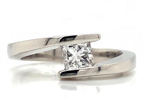 Platinum Princess Cut Diamond Crossover Ring TDW 0.40ct image