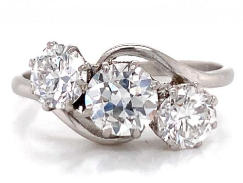 Platinum Three Diamond Ring TDW 1.94ct image
