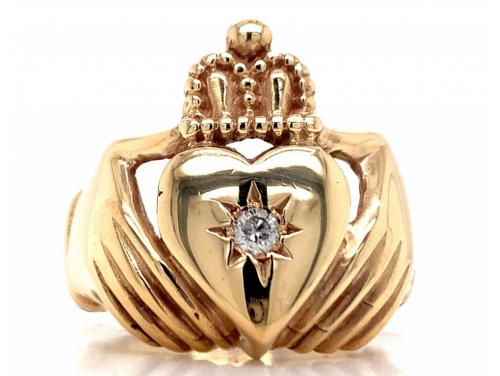 9ct Diamond Claddagh Ring TDW 0.12ct image