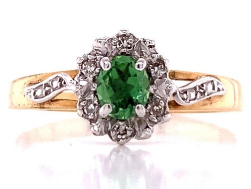 9ct Tourmaline Diamond Cluster Ring image
