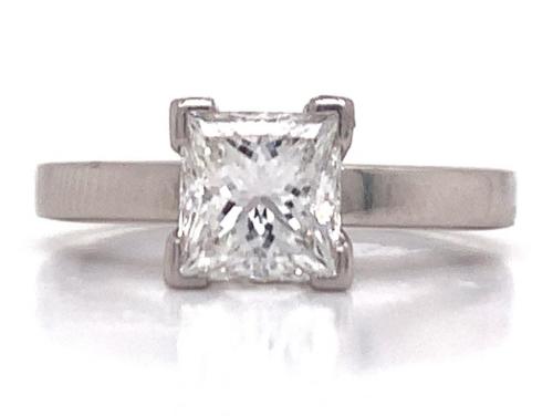 Platinum Princess Cut Diamond Solitaire Ring TDW 1.37ct image