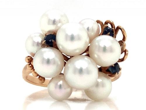 14ct Akoya Pearl Sapphire Ring image