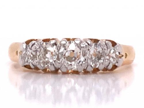 18ct Antique Five Old Cut Diamond Ring TDW 0.66ct image