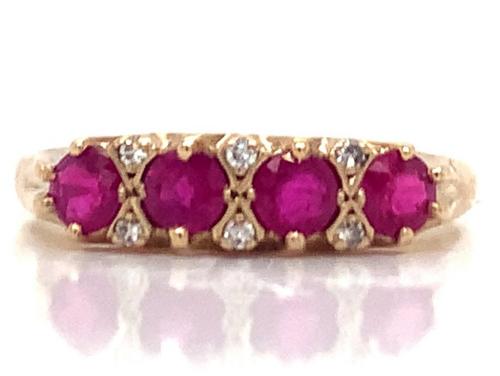 9ct Four Ruby Eight Diamond Ring  image