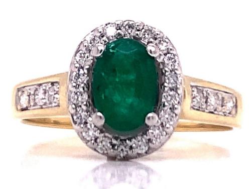 10ct Emerald Diamond Cluster Ring TDW 0.24ct image