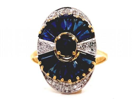 18ct Sapphire Diamond Deco Ring image
