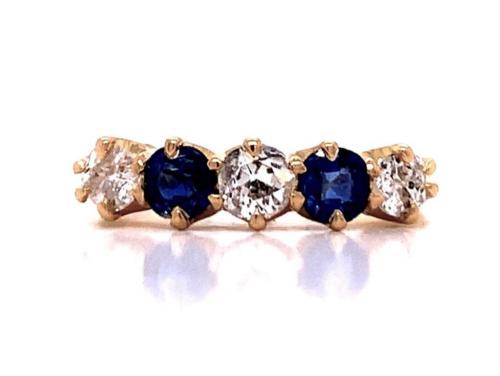 18ct Two Sapphire Three Diamond Ring TDW 0.67ct image