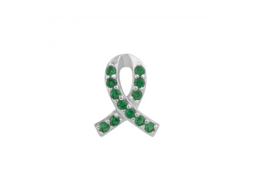 Stow Stg CZ Green Ribbon Charm image