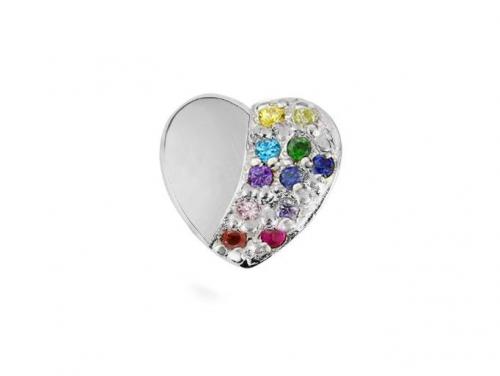 Stow Stg Rainbow CZ Eternity Heart Charm image