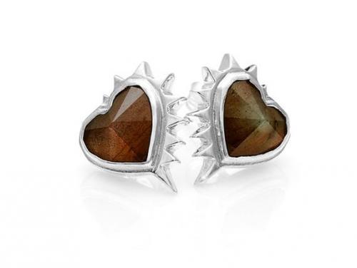 Stolen Girlfriends Club Stg Spiked Heart Earrings - Labradorite image