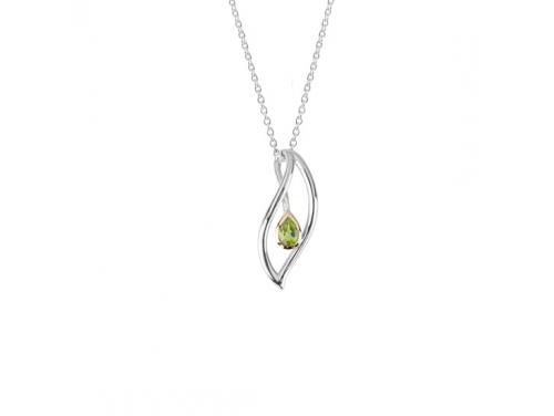 Evolve Stg Rose Plated Peridot Eternity Leaf Necklace image