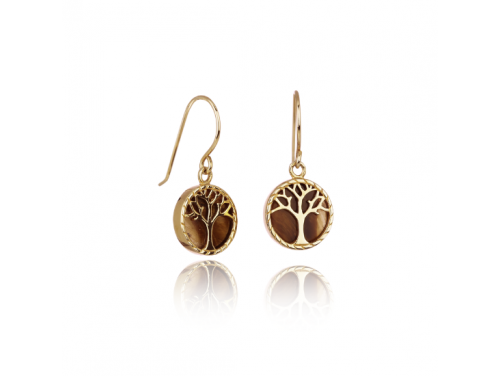 Evolve Stg Gold Plated Tigers Eye Tree Of Life Drops image