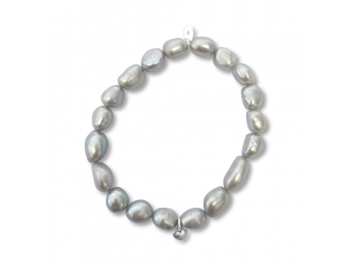 La Pierre Stg Silver Keshi Pearl Stretch Bracelet image