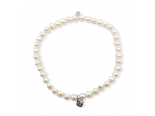 La Pierre Stg White Freshwater Pearl Stretch Bracelet image