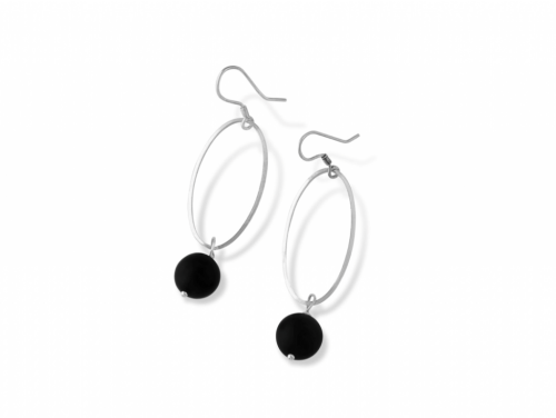 La Pierre Stg Matte Onyx Drop Earrings image