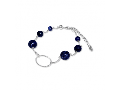 La Pierre Stg Blue Vein Bead Bracelet image