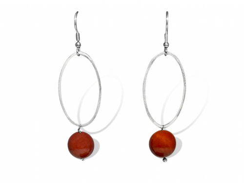 La Pierre Stg Cinnamon Mookaite Drop Earrings image