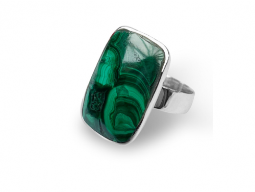 La Stele Stg Green Malachite Rectangle Ring image