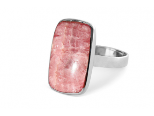 La Stele Stg Pink Rhodochrosite Rectangle Ring image