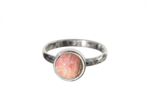 La Stele Stg Pink Rhodochrosite Round Ring image