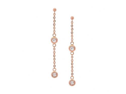 Ellani Stainless Steel Rose gold Plated CZ Drop Earrings image