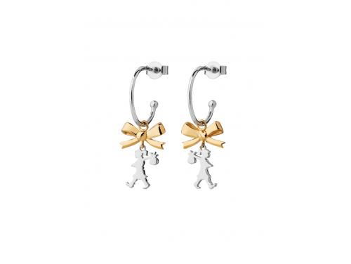 Karen Walker Stg/9ct Yellow Gold Mini Girl With A Bow Hoop Earrings image