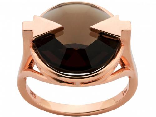 Karen Walker 9ct Rose Gold Navigator Ring with Smokey Quartz image