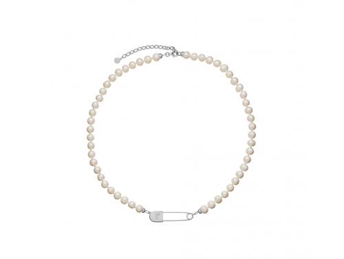 Karen Walker Stg Safety Pin & Pearl Necklace image