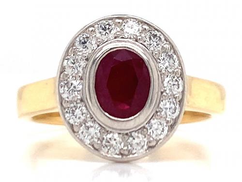 18ct Ruby Diamond Oval Cluster Ring image