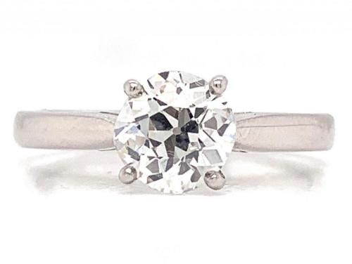 Platinum Old Cut Diamond Solitaire Ring TDW 1.08ct image