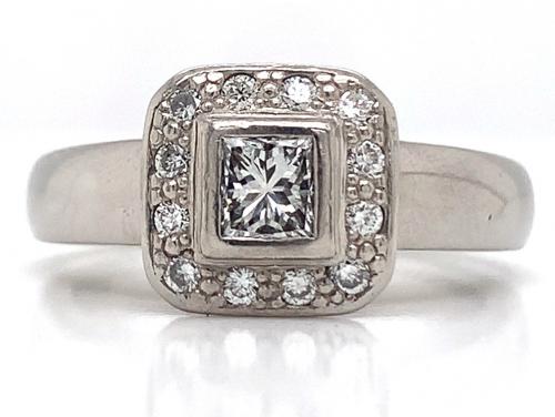 Palladium Diamond Halo Cluster Ring TDW 0.60ct image