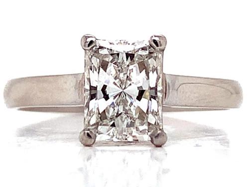 Platinum Radiant Diamond Solitaire Ring TDW 1.51ct image