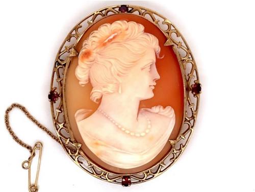 9ct Garnet Cameo Brooch image