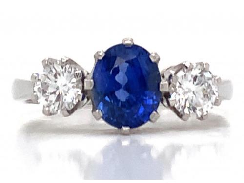 Platinum Sapphire Two Diamond Ring TDW 0.60ct image