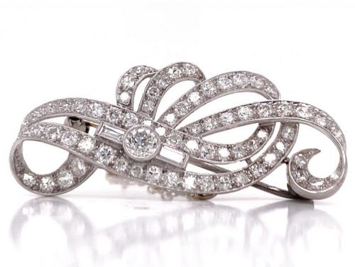 Platinum Diamond Brooch TDW 2.91ct image