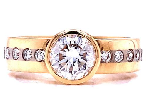 18ct Two Tone Diamond Solitaire Ring TDW 1.26ct image