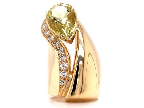 18ct Yellow Beryl Diamond Dress Ring TDW 0.54ct image