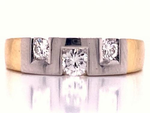 18ct Two Tone Three Diamond Ring TDW 0.35ct image