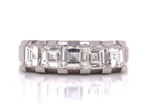 Platinum Five Carre Cut Diamond Ring TDW 1.53ct image