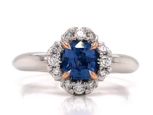 18ct White Gold/Rose Gold Anson Sapphire Diamond Ring TDW 0.28ct image
