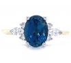 9ct London Blue Topaz Diamond Ring TDW 0.14ct image