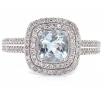 9ct White Gold Aquamarine Diamond Halo Ring TDW 0.33ct image