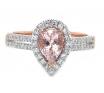 9ct Rose Gold Pear Shape Morganite Diamond Halo Ring TDW 0.25ct image